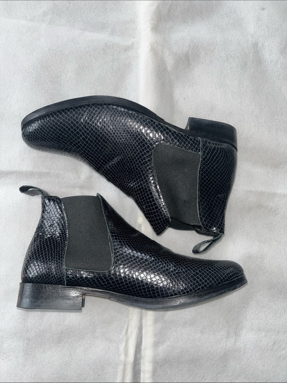 Reptile-Textured Leather Chelsea Boots